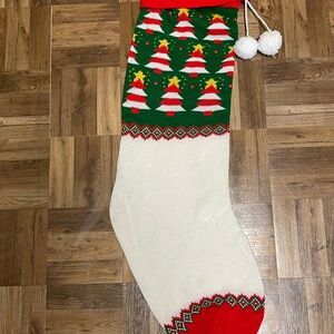 XL Holiday knit Stocking with Tree Pattern